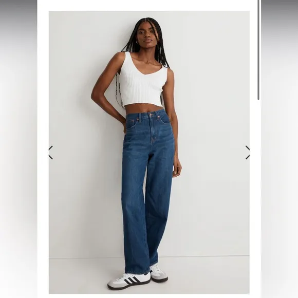 • Madewell • Women’s Baggy Straight Jeans in Dark Worn Indigo Wash Blue 25