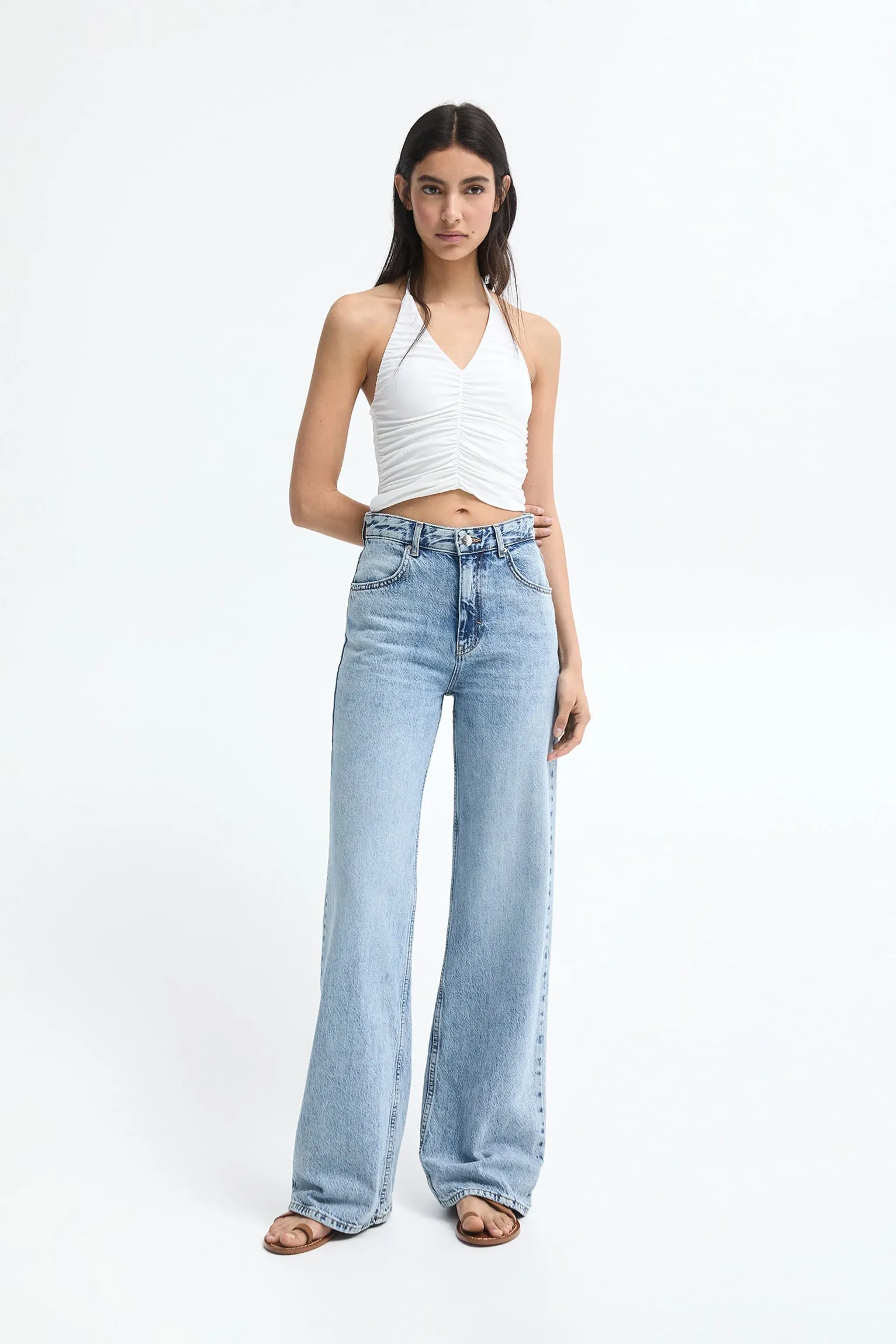 03 Pb Highwaist wide leg jeans Light blue color