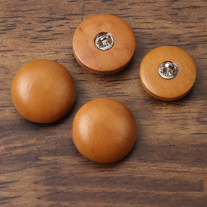 11/17.5/20mm Round Brown Painted Wood Shank Buttons for Coats Suits Sweaters Shirts