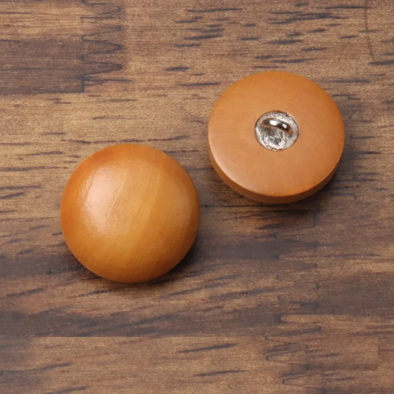 11/17.5/20mm Round Brown Painted Wood Shank Buttons for Coats Suits Sweaters Shirts