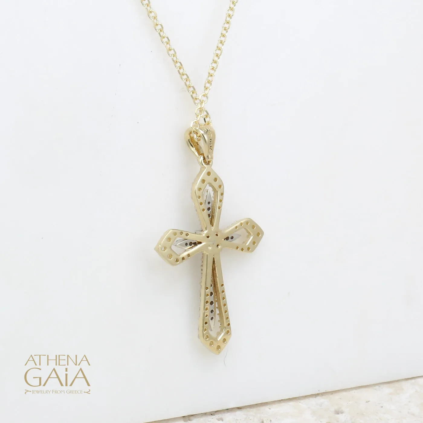 14k Gold Open Flared Cross in a Cross