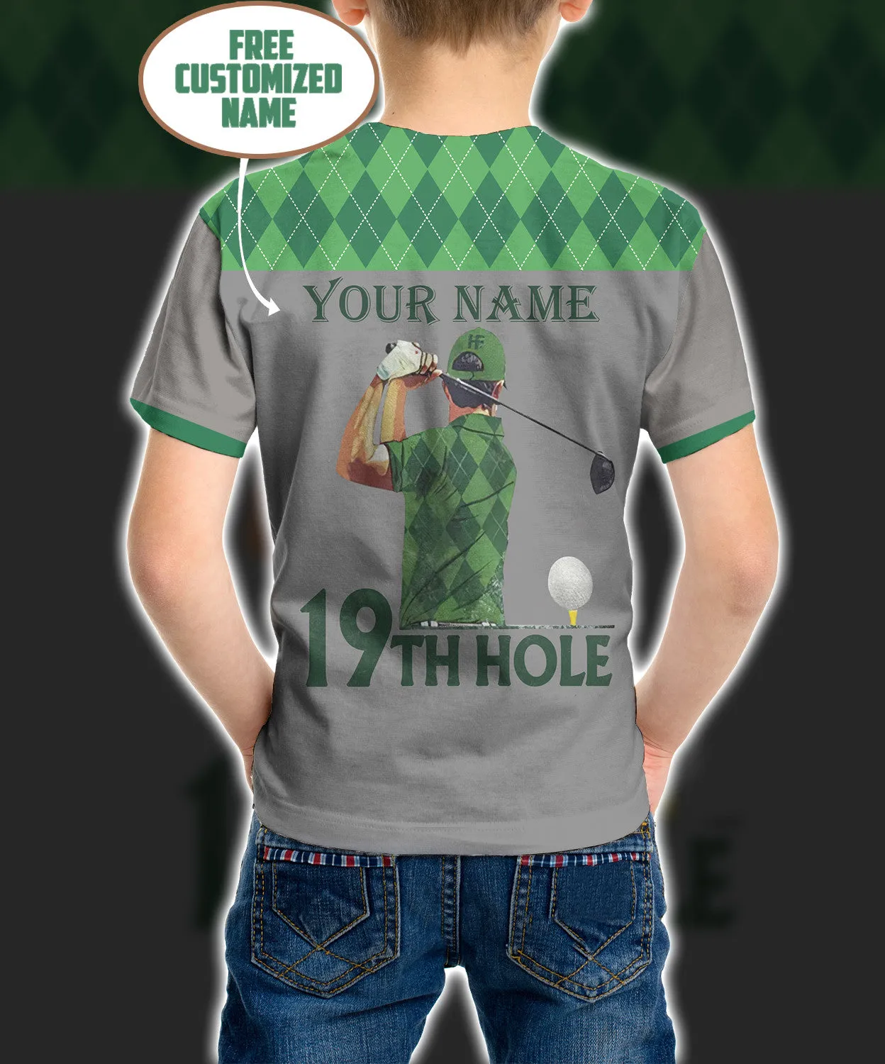 19th Hole Green Argyle Pattern Golf Custom Cosplay Kid Tshirt Apparel QT208363