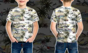 3D Aircraft Hawaiian Pattern Unisex Short Sleeve Kid Tshirt QT211711Wc