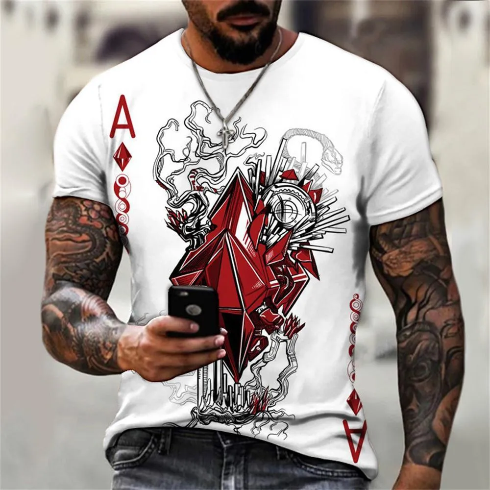 3D Graphic Printed Short Sleeve Shirts Poker A