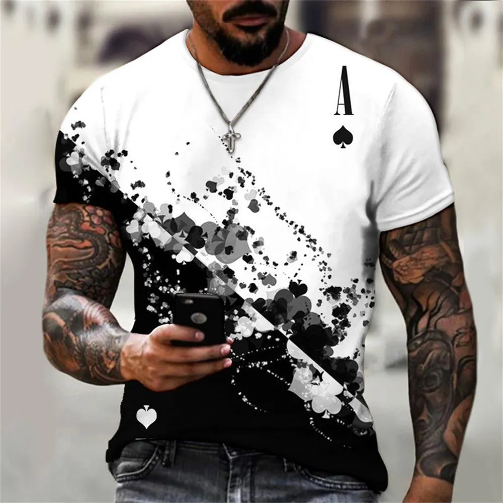 3D Graphic Printed Short Sleeve Shirts Poker A