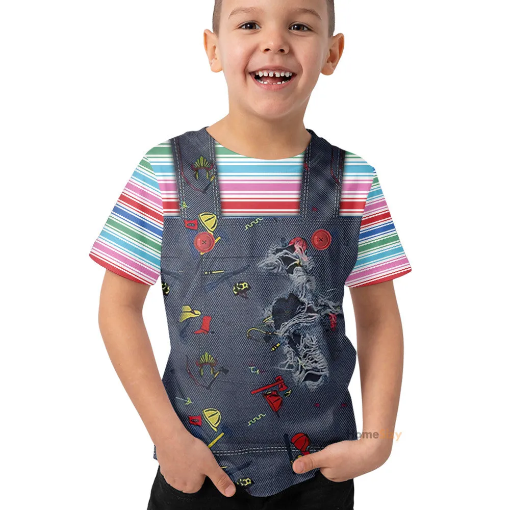 3D Hallowen Chucky 2004 Custom Cosplay Costume Kid Tshirt QT210472Hf