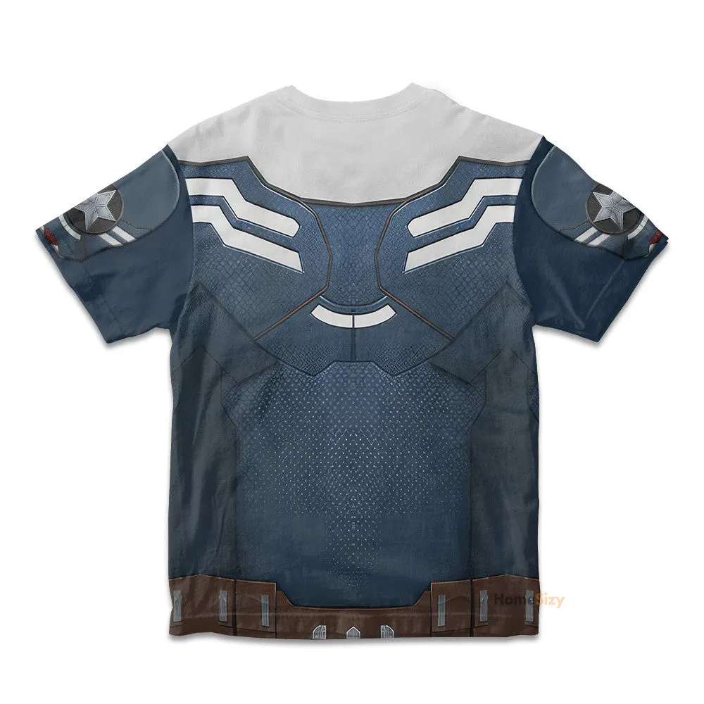 3D Sam Wilson Captain America Custom Cosplay Costum Kid Tshirt QT307019