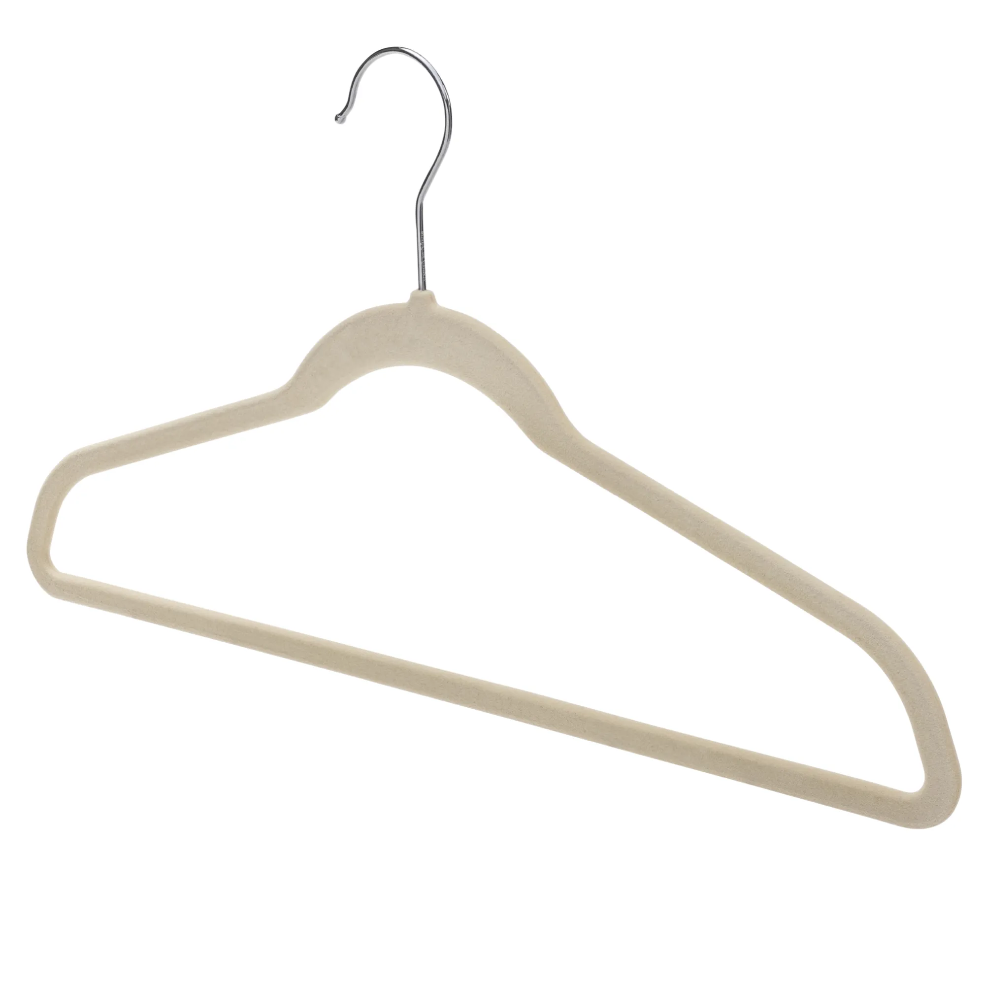 43cm Slim-Line Off-White Velvet Coat Hanger with Chrome Hook Sold in Bundles of 50/100