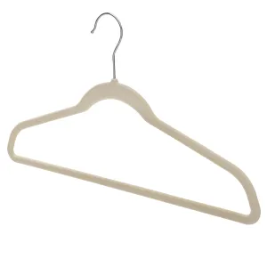 43cm Slim-Line Off-White Velvet Coat Hanger with Chrome Hook Sold in Bundles of 50/100