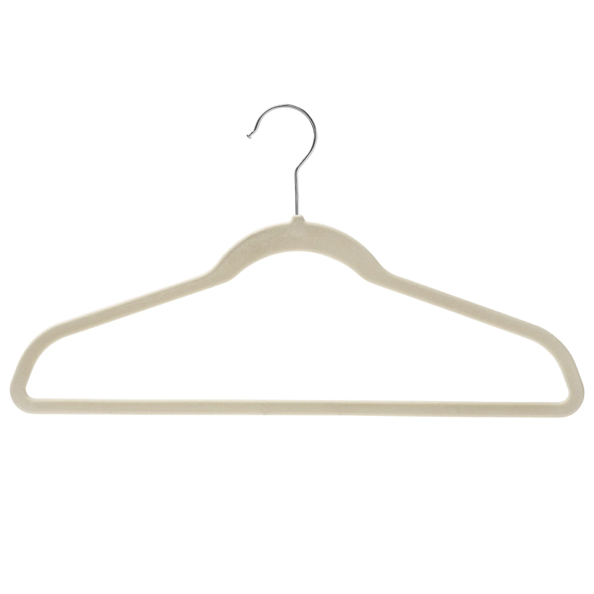 43cm Slim-Line Off-White Velvet Coat Hanger with Chrome Hook Sold in Bundles of 50/100
