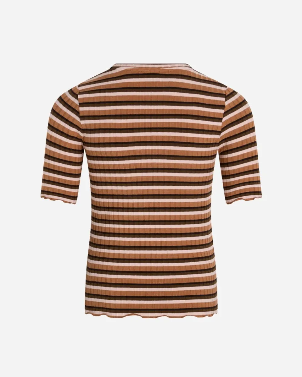 5x5 Stripe Tuviana Tee - Pecan Brown