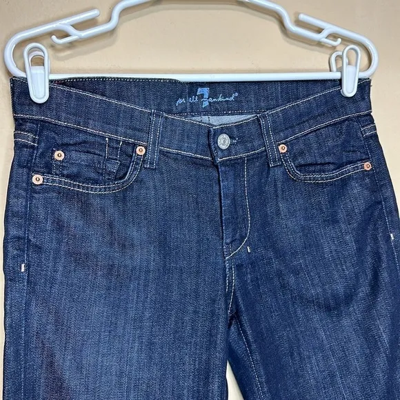 7 For All Mankind Womens Capri Jeans, Mid Rise Dojo, Dark Wash Denim, Size 28