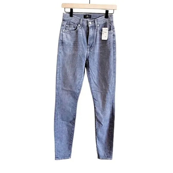 7 For All Mankind Women's High Waist Skinny Jeans Gray Walker Size 25 NWT