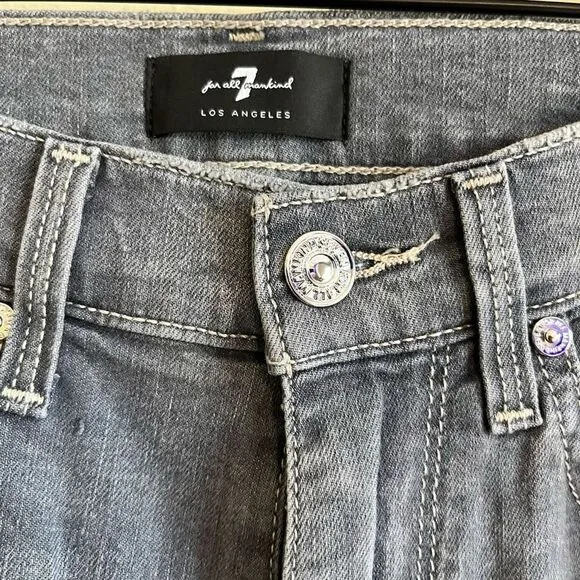 7 For All Mankind Women's High Waist Skinny Jeans Gray Walker Size 25 NWT