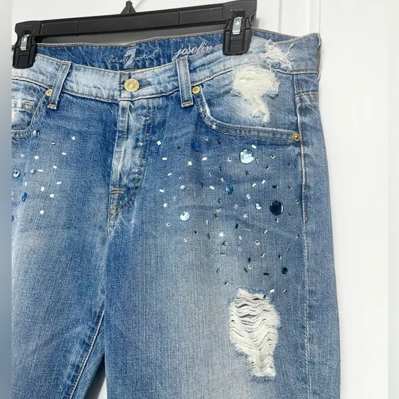 7FAM Josefina Jewel Skinny Boyfriend Jeans 28