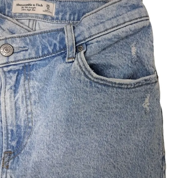 Abercrombie &amp; Fitch Blue Straight Leg Jeans Relaxed Fit Size 25/0s