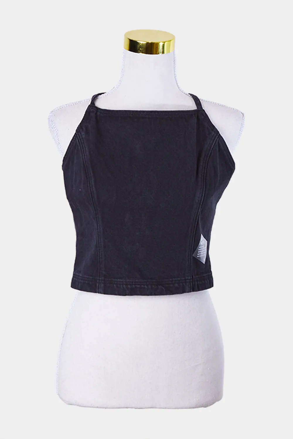 Abrand Jeans Black Denim Tie Back Crop Top