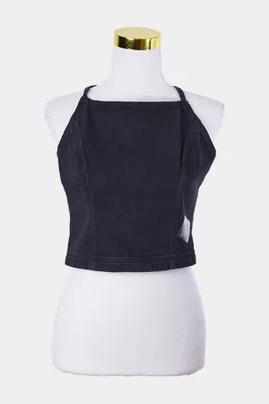 Abrand Jeans Black Denim Tie Back Crop Top