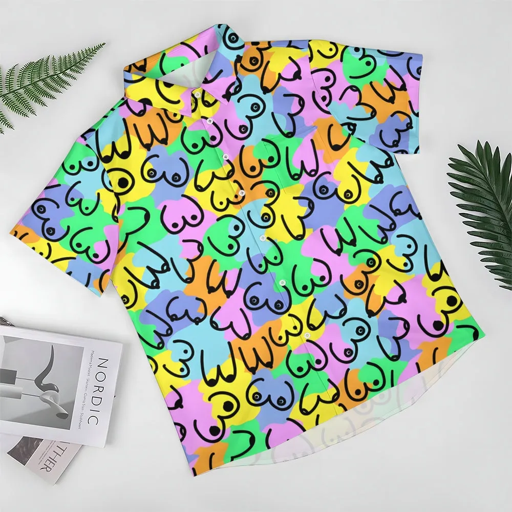 Abstract Colorful Print Casual Short Sleeve Shirt 2404001277