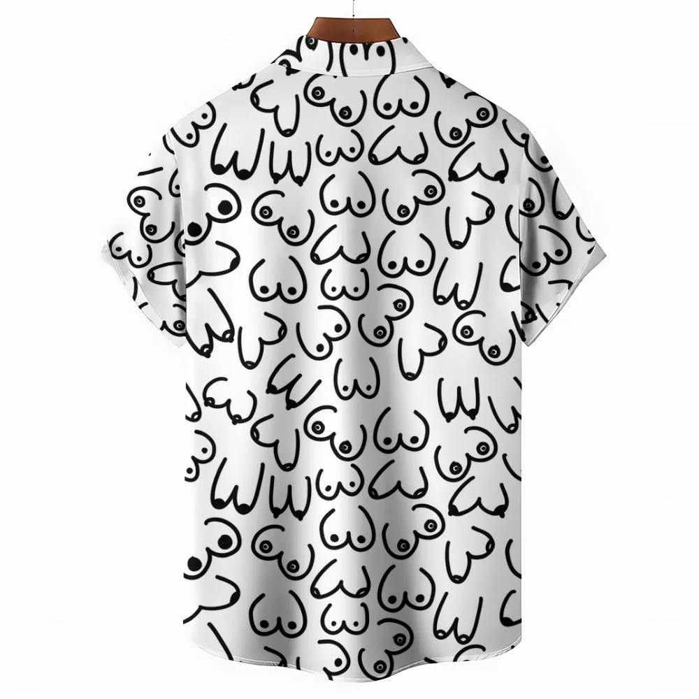 Abstract Colorful Print Casual Short Sleeve Shirt 2404001277