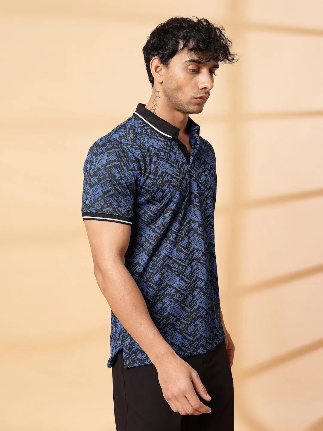 Abstract Jacquard Polo T-Shirt