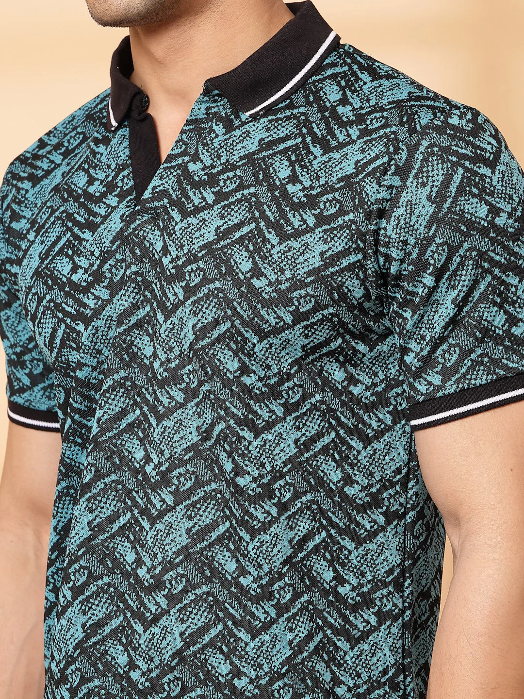 Abstract Jacquard Polo T-Shirt