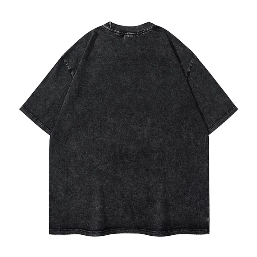 Abstract Skull Lips Washed T-Shirt