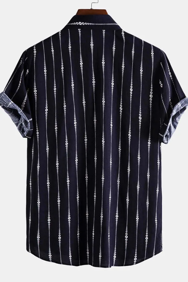 Abstract Stripes Lapel Shirts
