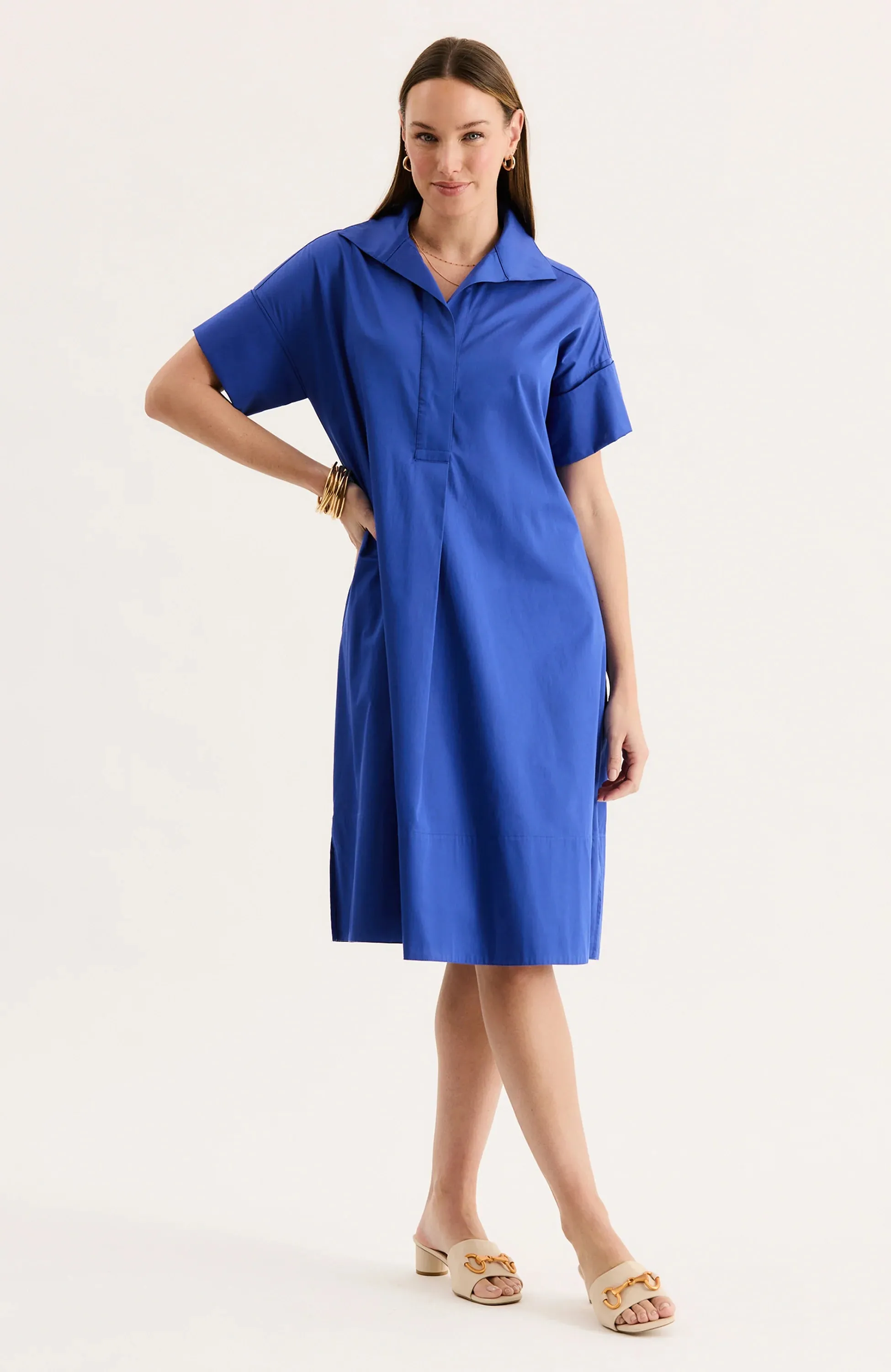 Addie Midi Shirtdress (Dazzling Blue)