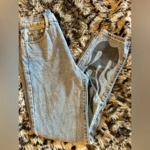 Adika Flame Graphic Light Wash Slim Straight Jeans​