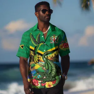 African Jamaica Personalized Hawaiian Shirt Hummingbird and Crocodiles Tropical LT9