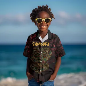 Afro-American Culture Kid Hawaiian Shirt Adinkra Sankofa Heart - Cosmic Red LT7