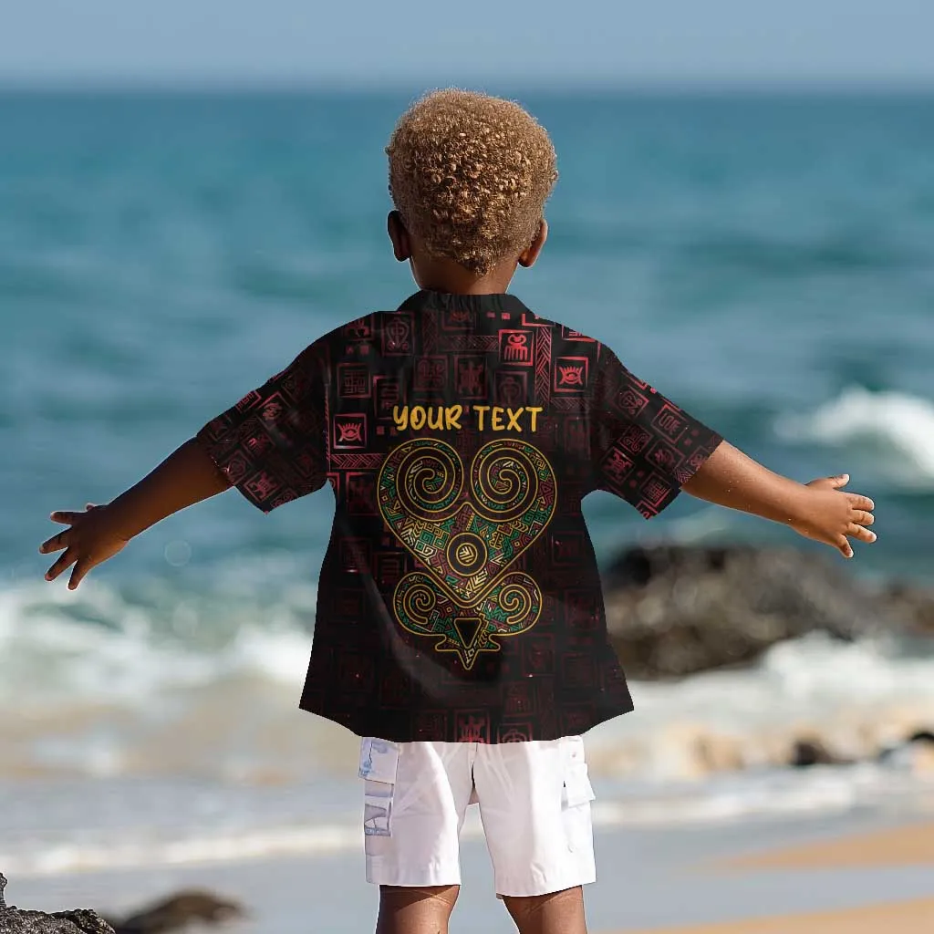 Afro-American Culture Kid Hawaiian Shirt Adinkra Sankofa Heart - Cosmic Red LT7
