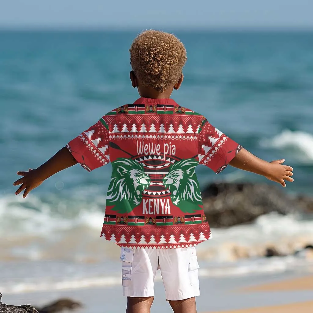 Afro Kenya Christmas Kid Hawaiian Shirt Head Lion - Heri ya Krismasi LT18