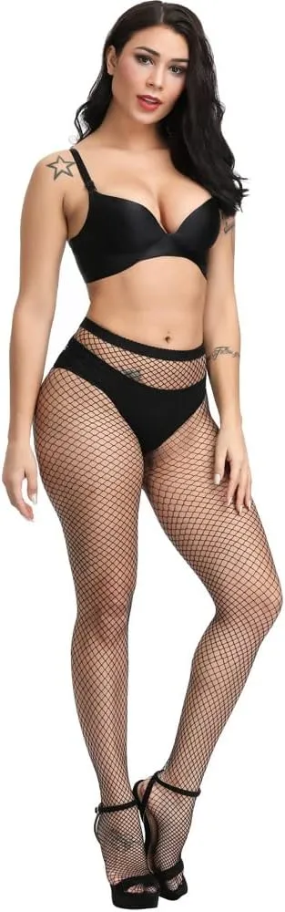Aftrz Black Fishnet Tights High Waist Mesh Stockings