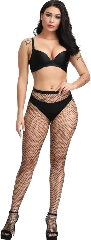 Aftrz Black Fishnet Tights High Waist Mesh Stockings