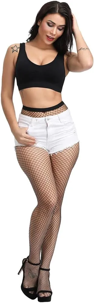 Aftrz Black Fishnet Tights High Waist Mesh Stockings