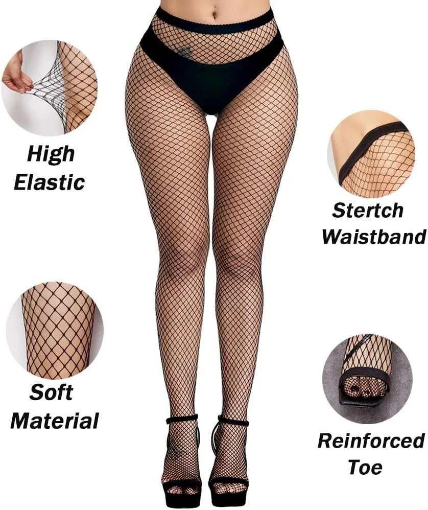 Aftrz Black Fishnet Tights High Waist Mesh Stockings