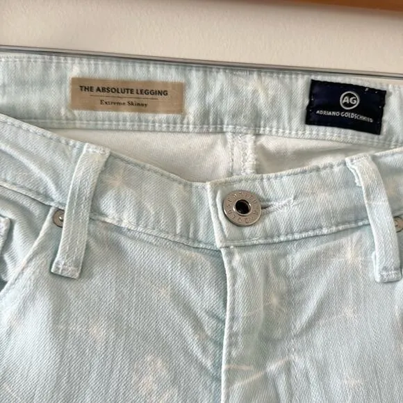 AG Jeans The Absolute Legging Light Blue White Dandelion Size 27