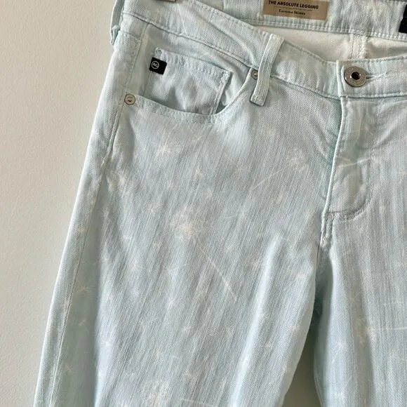 AG Jeans The Absolute Legging Light Blue White Dandelion Size 27