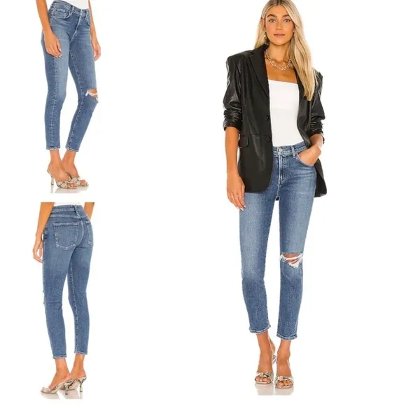 AGOLDE Toni Mid Rise Straight Jeans ShorelineDistressed Knee Size 26 A183E-1256