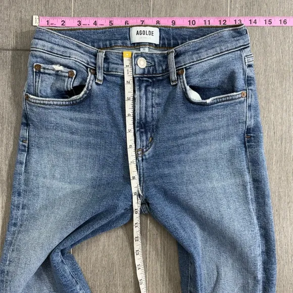 AGOLDE Toni Mid Rise Straight Jeans ShorelineDistressed Knee Size 26 A183E-1256