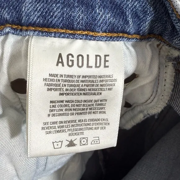 AGOLDE Toni Mid Rise Straight Jeans ShorelineDistressed Knee Size 26 A183E-1256
