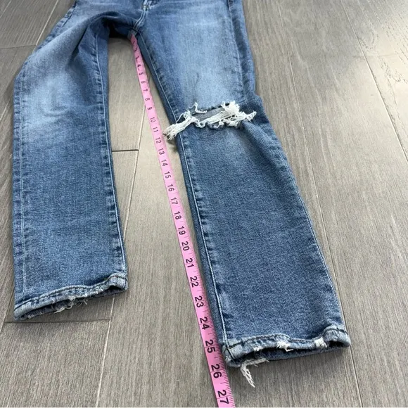 AGOLDE Toni Mid Rise Straight Jeans ShorelineDistressed Knee Size 26 A183E-1256