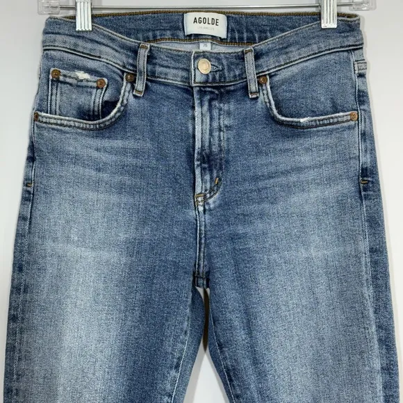 AGOLDE Toni Mid Rise Straight Jeans ShorelineDistressed Knee Size 26 A183E-1256