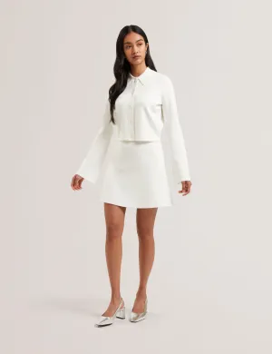 Aimlli Knitted Jacquard Collared Cardigan Ivory