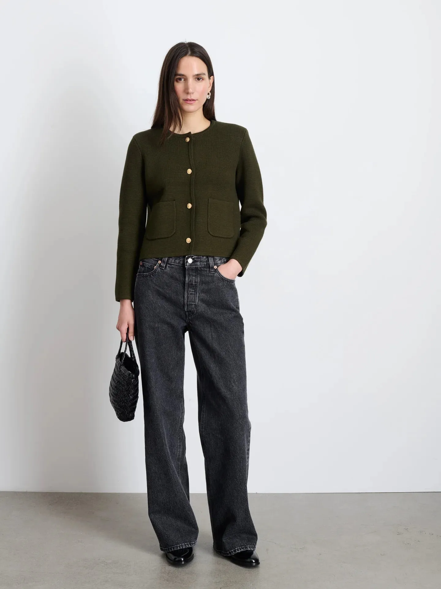 Alex Mill - Paris Sweater Jacket in Olive