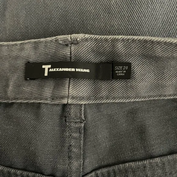 ALEXANDER WANG Women’s Black Cotton w/Leather‎ Pocket Straight Leg Jeans-Size 28