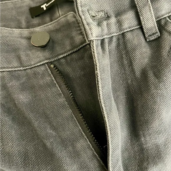 ALEXANDER WANG Women’s Black Cotton w/Leather‎ Pocket Straight Leg Jeans-Size 28