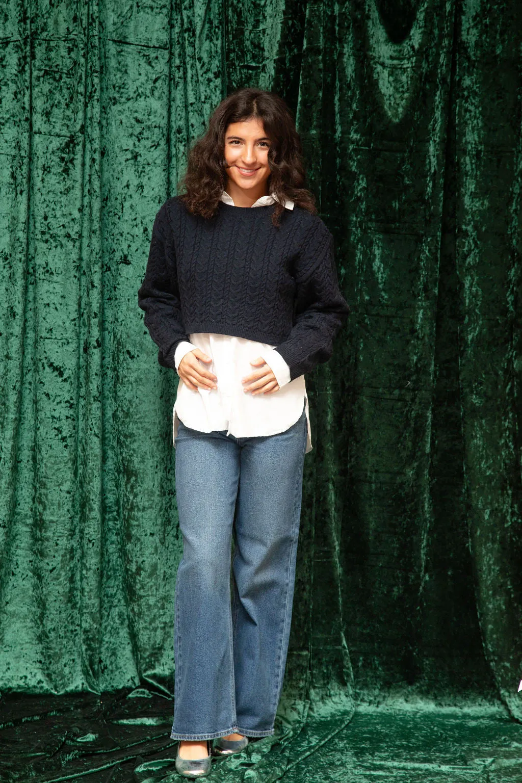 Alicia Cropped Cable Knit Sweater